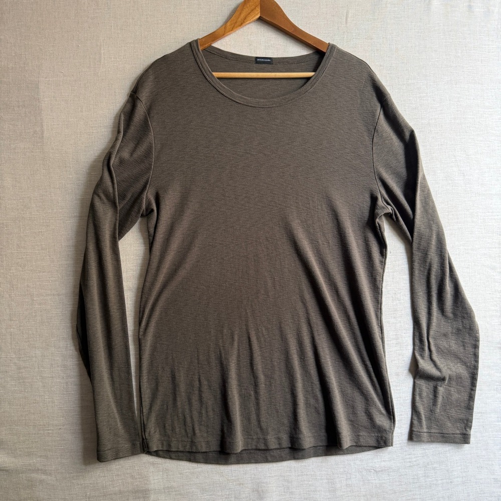 Intimissimi Long Sleeve Crewneck Shirt Olive Green Minimalist XL